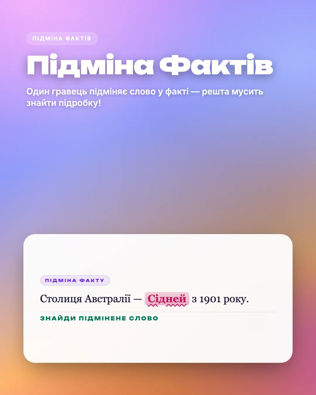 Підміна Фактів — обкладинка гри
